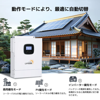 LVYUAN 3000W単相2線式ハイブリッド発電・蓄電システム
