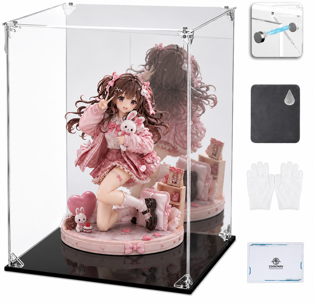 フィギュアケース アクリルケース 台座・背面ミラー  25*25*35
