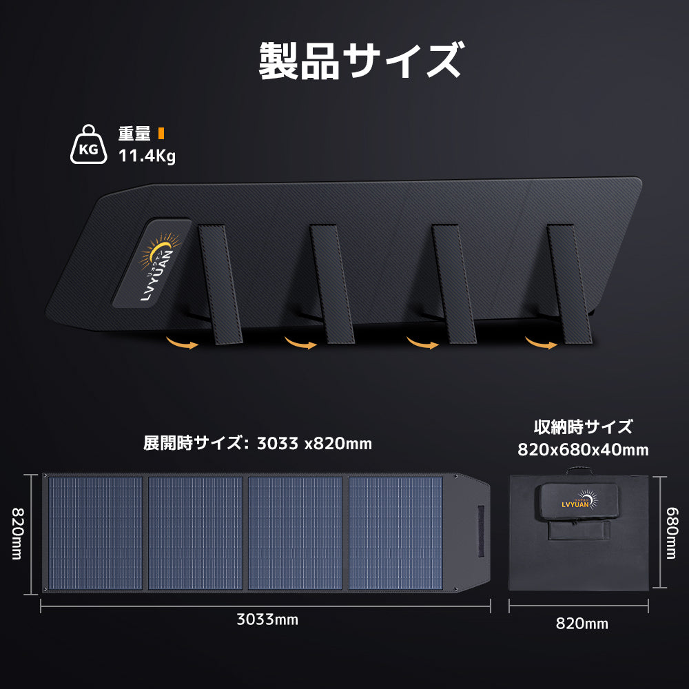 LVYUAN 400W 折り畳み式 ソーラーパネル ULシリーズ