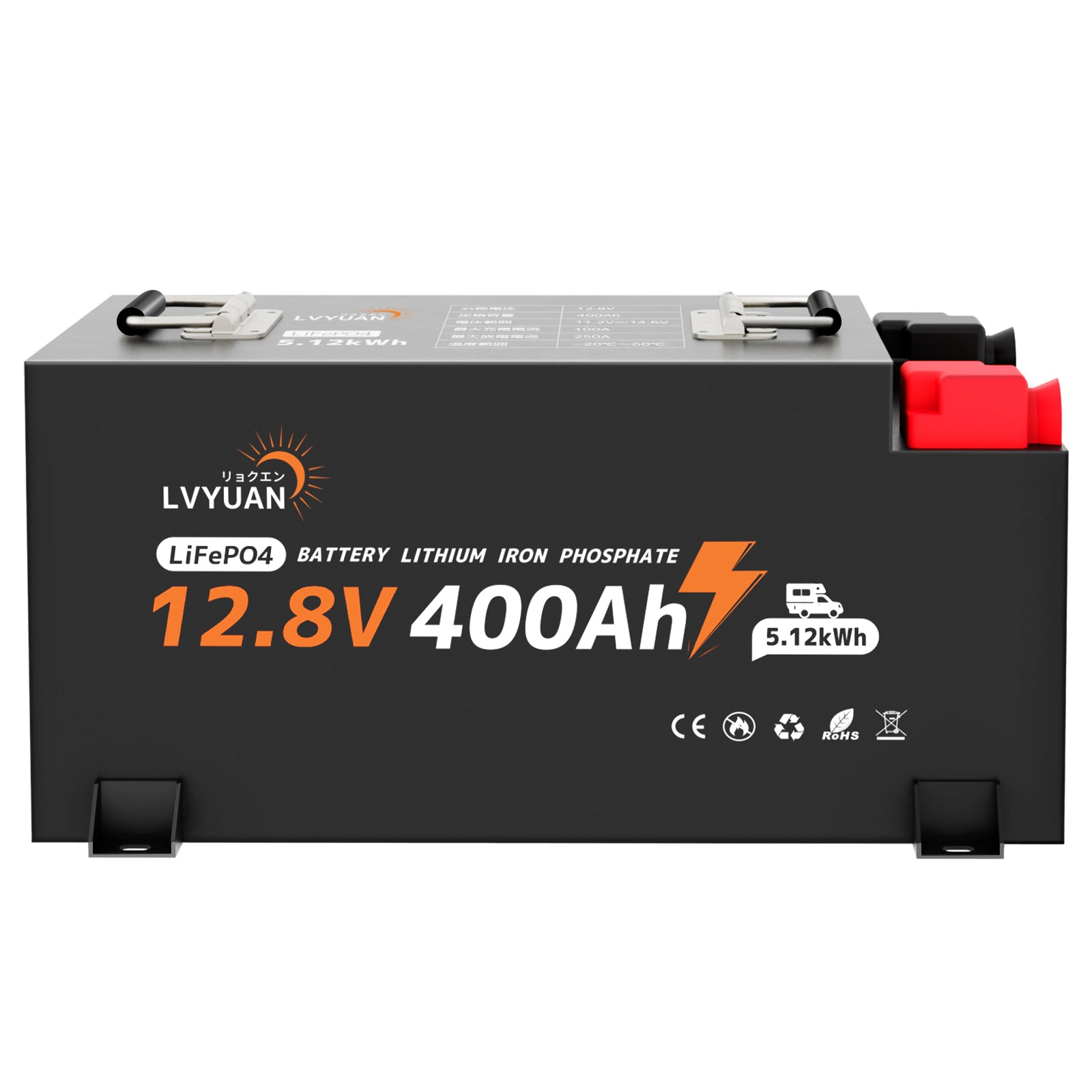 LVYUAN 12.8V/400Ah 5.12kWhリン酸鉄リチウムイオンバッテリー 電圧計&電流計付き - LVYUAN（リョクエン）公式ショップ