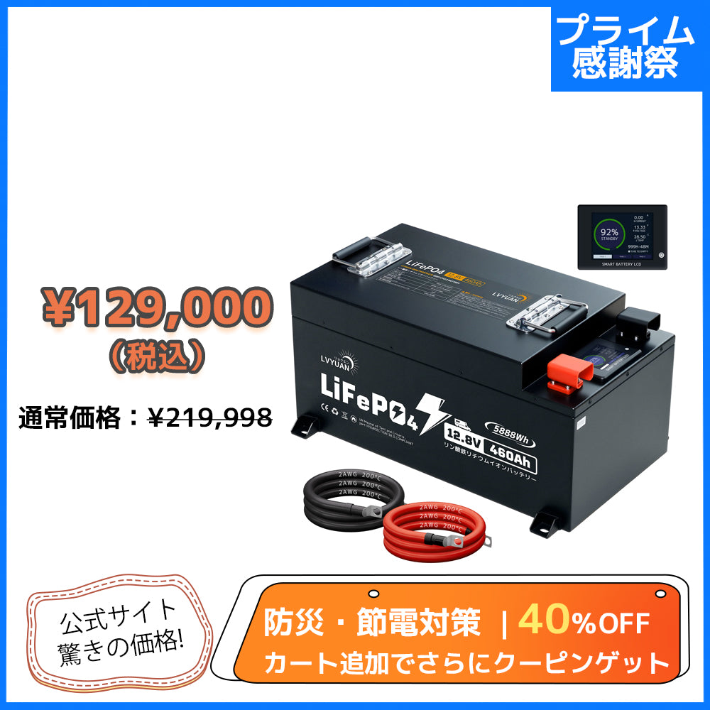 LVYUAN 12.8V/460Ah 5.88kWhリン酸鉄リチウムイオンバッテリー