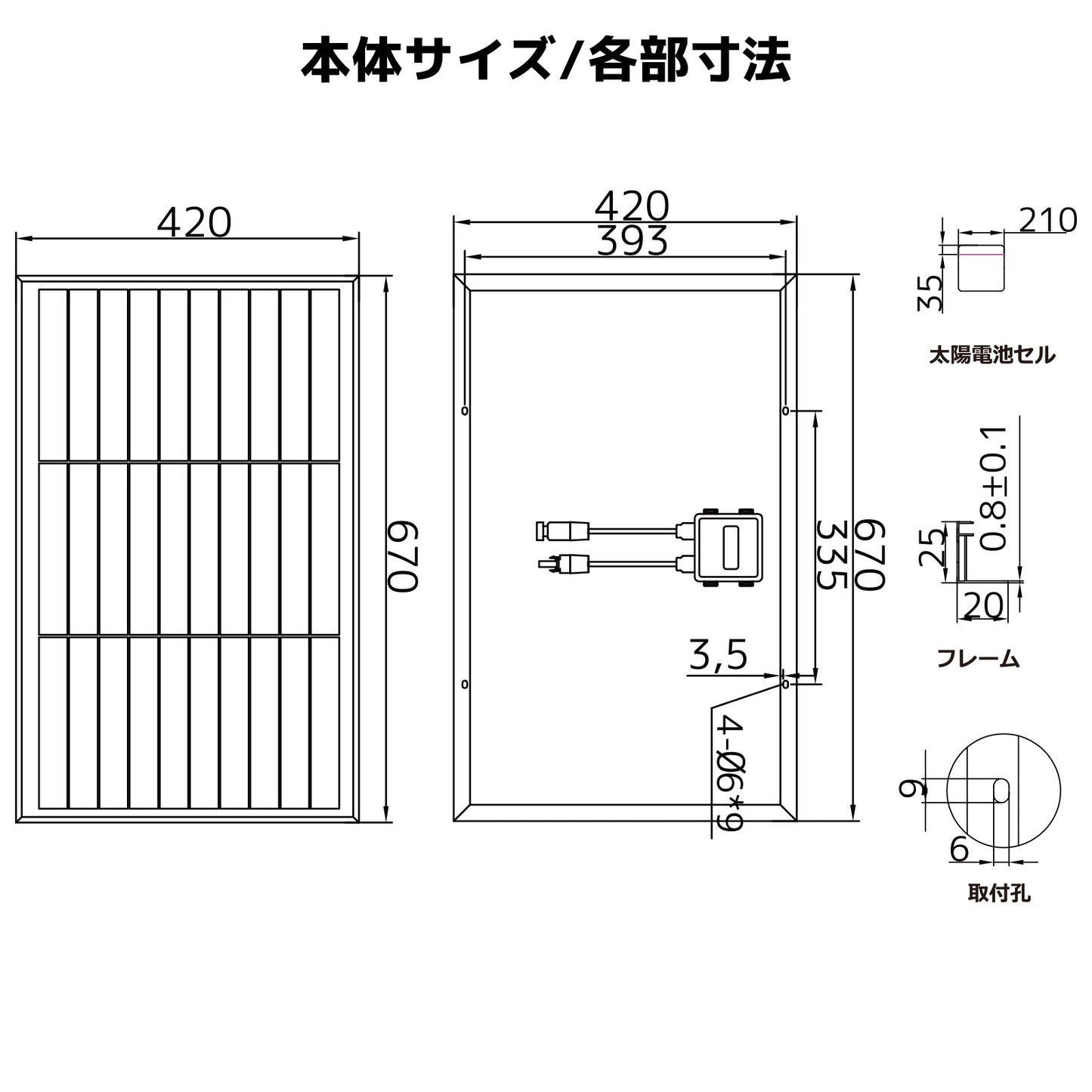 LVYUAN（リョクエン）50W 単結晶ソーラーパネル