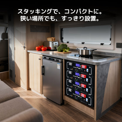 48Vラック式リン酸鉄リチウムバッテリーをキャンピングカーにコンパクト設置