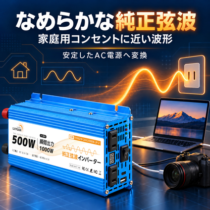 LVYUAN 純正弦波インバーター 500W DC24V（直流）AC100V（交流）