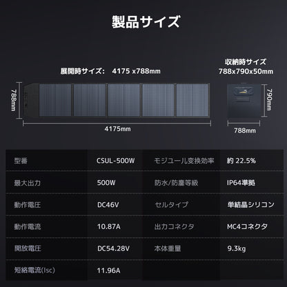 LVYUAN 500W 折り畳み式 ソーラーパネル ULシリーズ