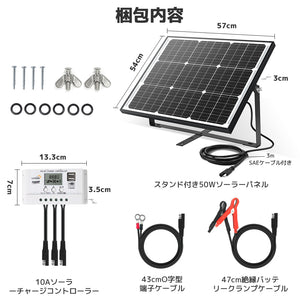 LVYUAN（リョクエン） 50W ソーラー発電キット ソーラーパネル+10Aチャージーコントローラー（ブラケット付き）