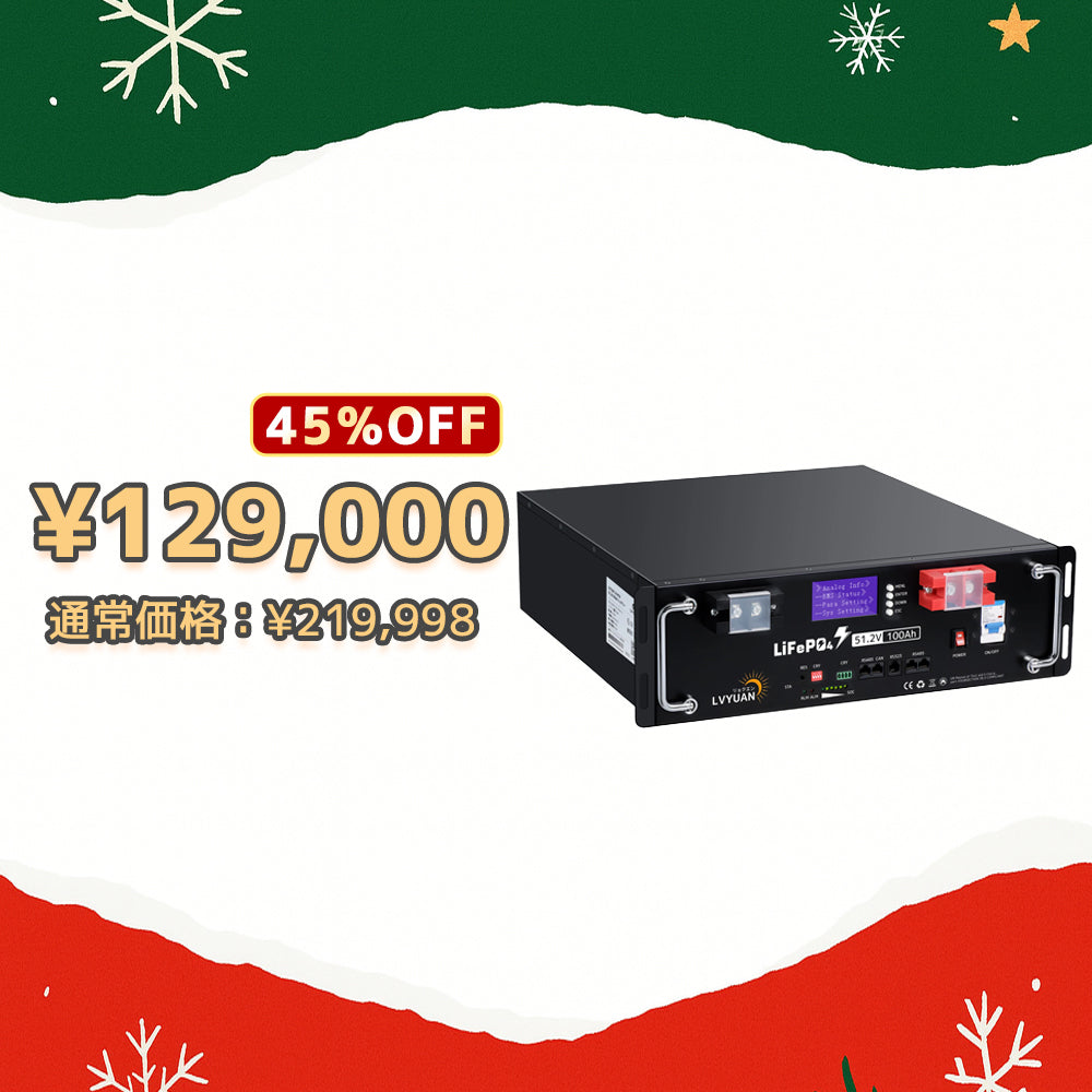 LVYUAN 51.2V/100Ah 5.12kWhリン酸鉄リチウムイオンバッテリー ラック型