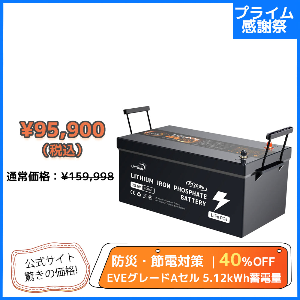 LVYUAN 25.6V/200Ah リン酸鉄リチウムイオンバッテリー