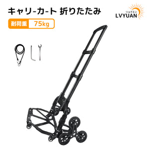 LVYUAN(リョクエン)折りたたみ式 キャリーカート 耐荷重75kg（ブラック）