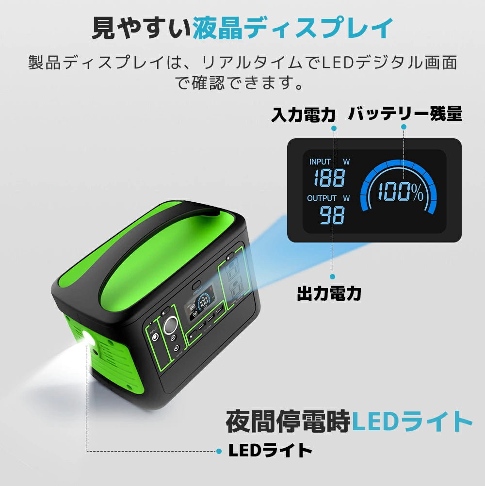 LVYUAN ポータブル電源 大容量 153600mAh / AC定格600W ポータブル