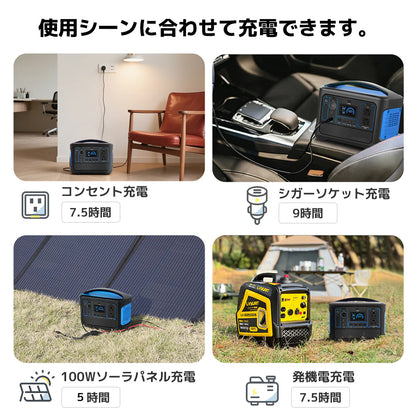 LVYUAN 100W ソーラーパネル/600W ポータブル電源（青）