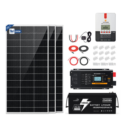 LVYUAN 600W ソーラーパネル発電キット