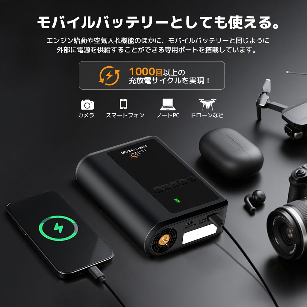 LVYUAN ジャンプスターター＆エアポンプ