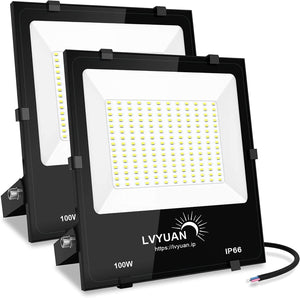 LVYUAN(リョクエン) 100w LED投光器【ガラス素材 2個入】
