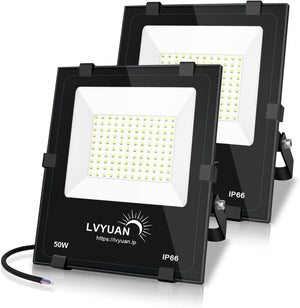 LVYUAN(リョクエン) 50w LED投光器【ガラス素材 2個入】