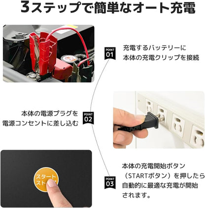 LVYUAN 定格15A パルスバッテリー充電器 6V・12V鉛バッテリー対応