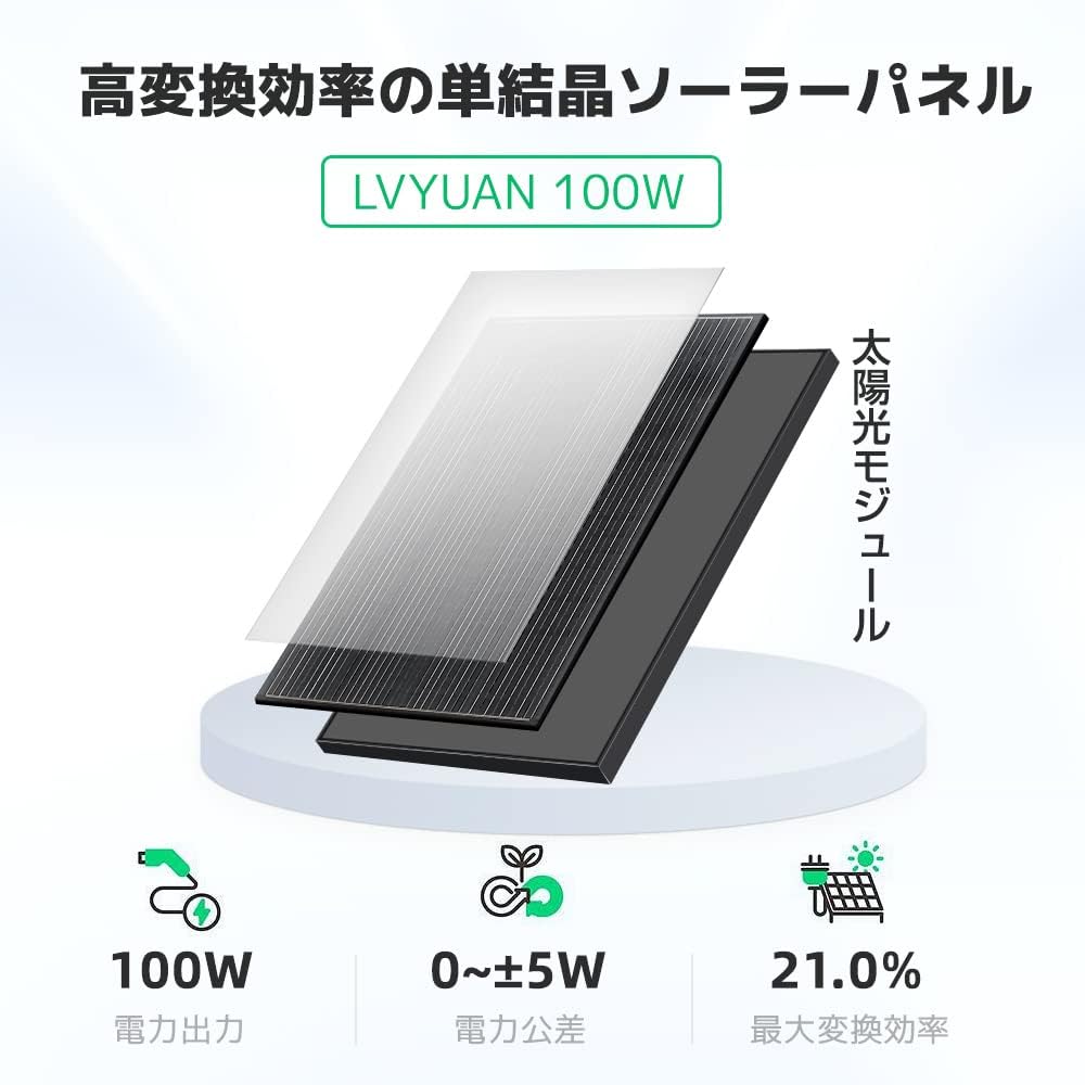 LVYUAN 200W太陽光発電セット ソーラーパネル2枚（100W）&ソーラー