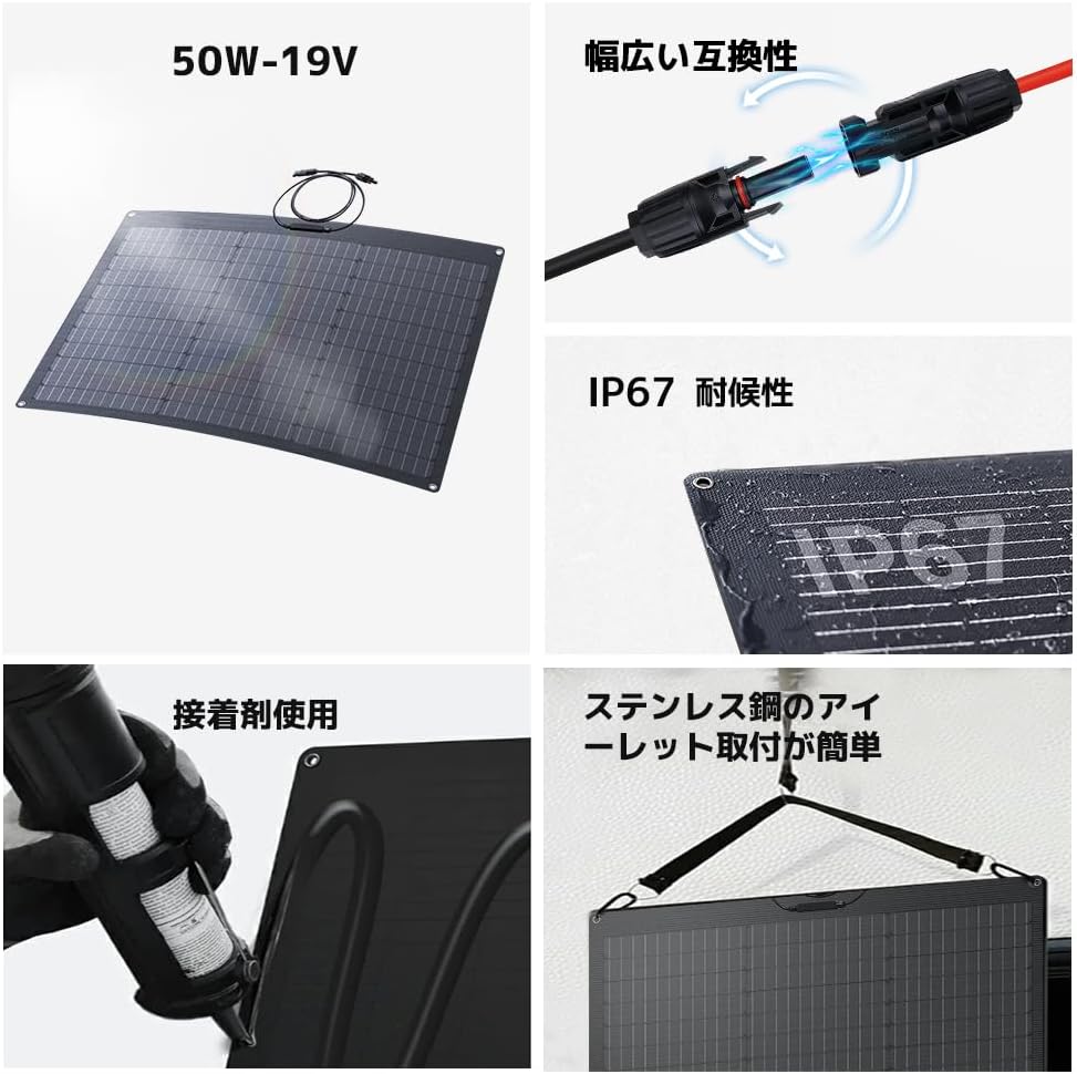 LVYUAN(リョクエン 単結晶 ETFE 50W フレキシブル ソーラーパネル LVYUAN（リョクエン）50W ETFEフレキシブルソーラーパネル