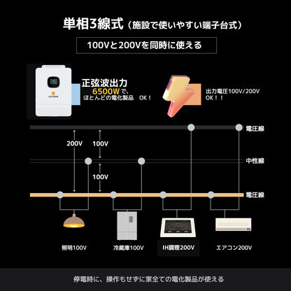 LVYUAN 6500W単相三線式ハイブリッド インバーター