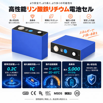 LVYUAN EVE Energy社製 LF100LA 3.2V 102Ah LiFePO4 リン酸鉄リチウムイオン電池セル
