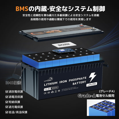 LVYUAN 12.8V/300Ah 3.84kWhリン酸鉄リチウムイオンバッテリー