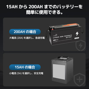 LVYUAN パルスバッテリー充電器 20A  12V・24V鉛蓄 / 12.8Vリチウム電池両用