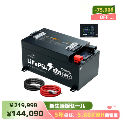 LVYUAN 12.8V/460Ah 5.88kWhリン酸鉄リチウムイオンバッテリー