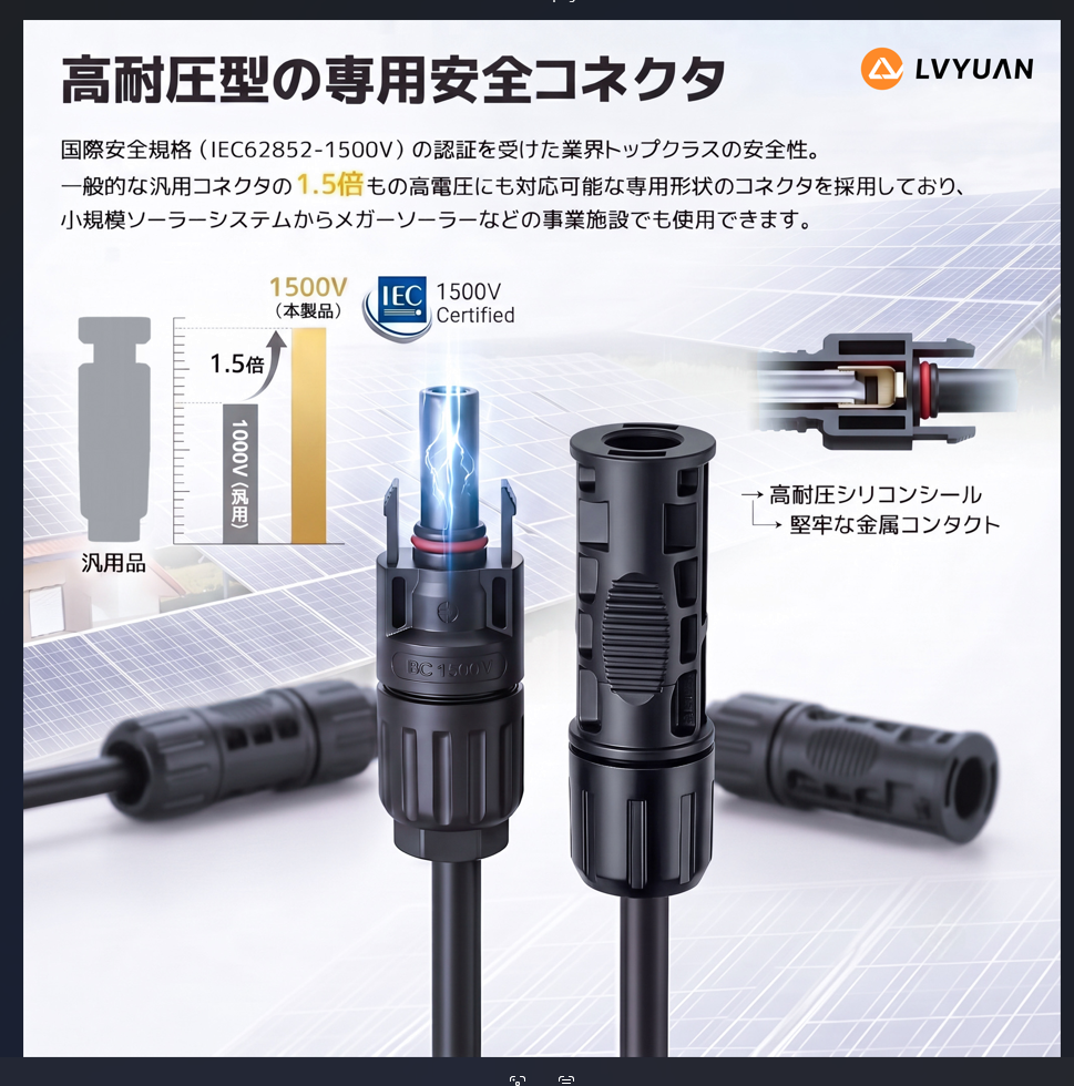 LVYUAN MC4コネクター ソーラーパネル 接続ケーブル用 MC4型 コネクター (オス・メス) 5組 セット 取り付けレンチ付き IP68耐塵防水タイプ 2.5/4.0/6.0sqケーブル対応