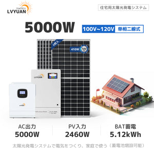 LVYUAN 5000Wハイブリッド発電・蓄電システム 51.2V系LiFePO4バッテリー