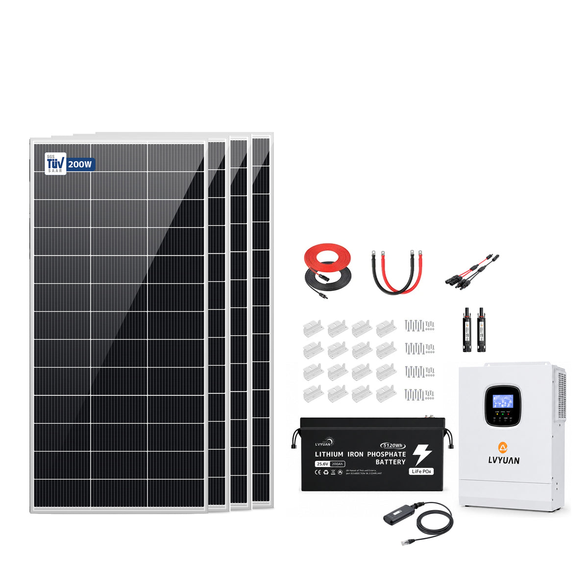 LVYUAN 800W ソーラーパネル発電キット