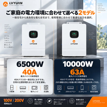 LVYUAN 単相3線式6500Wハイブリッド蓄電システム（薄型）