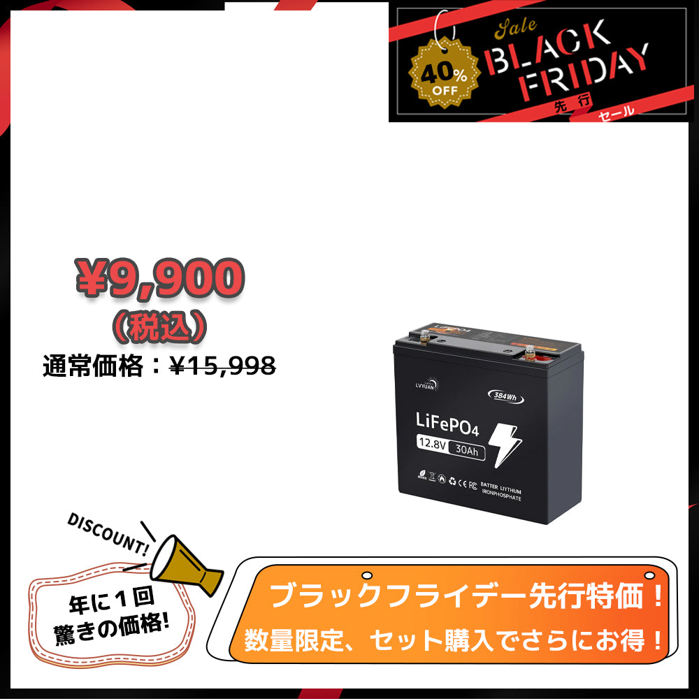 LVYUAN 12.8V/30Ah 384Whリン酸鉄リチウムイオンバッテリー