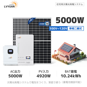 LVYUAN 5000Wハイブリッド発電・蓄電システム 51.2V系LiFePO4バッテリー