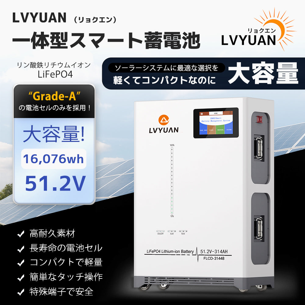 LVYUAN 51.2V/314Ah 16.07kWhリン酸鉄リチウムイオンバッテリー