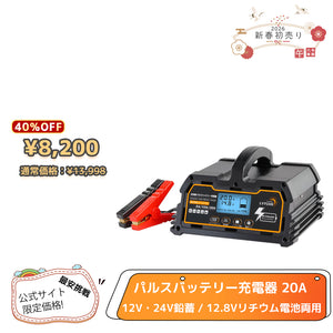 LVYUAN 定格20A パルスバッテリー充電器 12V・24V鉛蓄 / 12.8Vリチウム電池両用