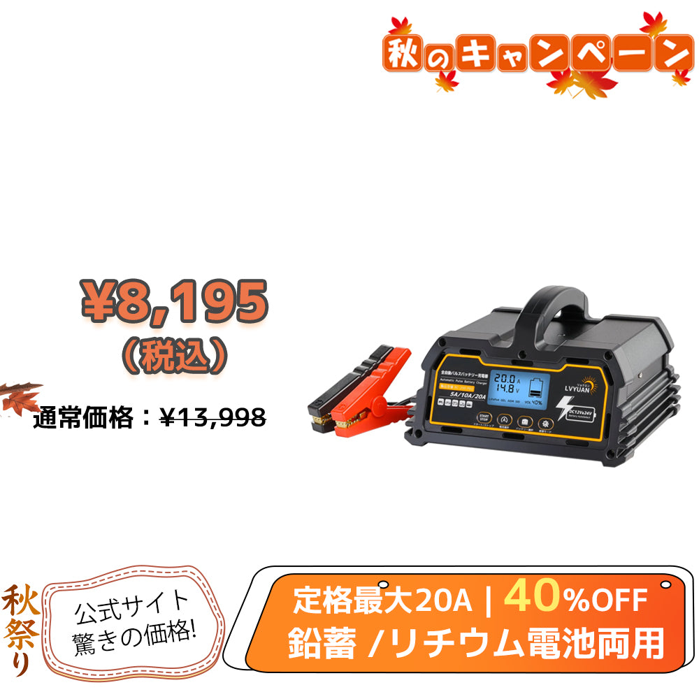 リョクエン LVYUAN 充電器 20A 12V/24V BC-200PRO LVYUAN 20Aバッテリー充電器 12V / 24V対応 BC-200PRO - LVYUAN