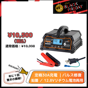 LVYUAN 定格30A パルスバッテリー充電器 12V・24V鉛蓄 / 12.8Vリチウム電池両用