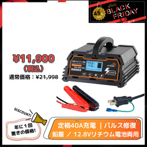 LVYUAN 定格40A パルスバッテリー充電器 12V・24V鉛蓄 / 12.8Vリチウム電池両用