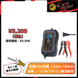 LVYUAN パルスバッテリー充電器 10A  12V・24V鉛蓄 / 12.8Vリチウム電池両用