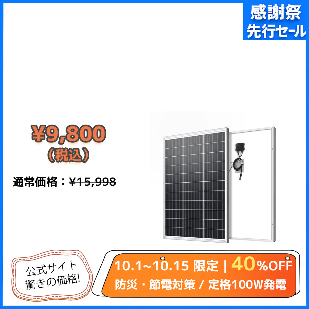 LVYUAN（リョクエン）100W 単結晶ソーラーパネル