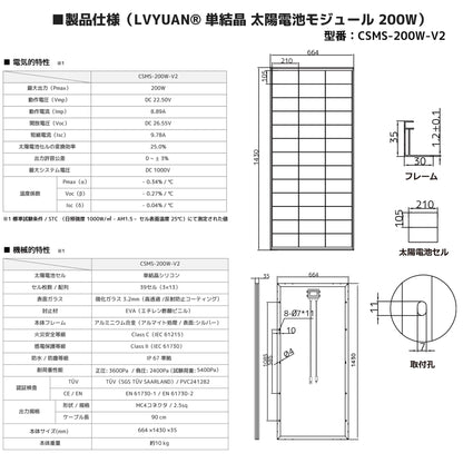 LVYUAN 600W ソーラーパネル発電キット