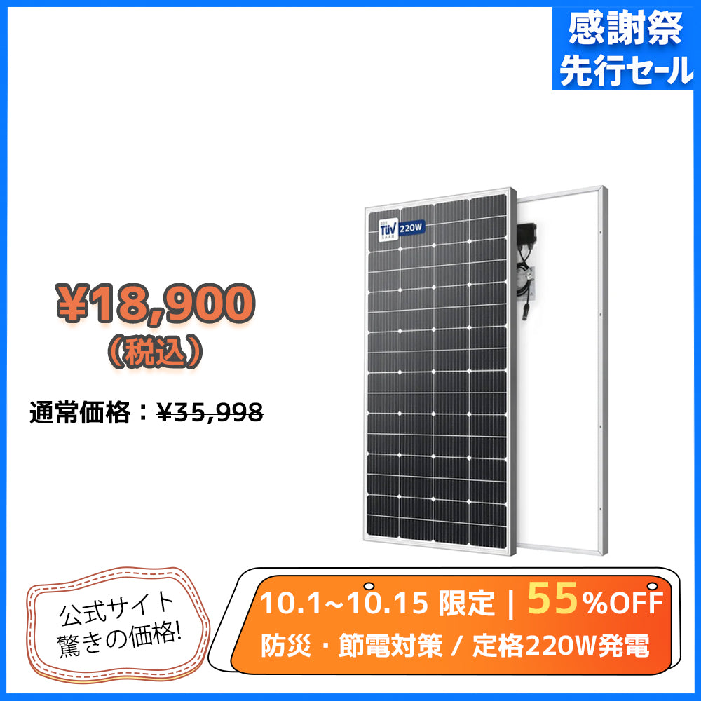 LVYUAN（リョクエン）220W 単結晶ソーラーパネル