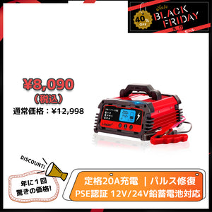 LVYUAN 定格20A パルスバッテリー充電器 12V・24V鉛バッテリー専用