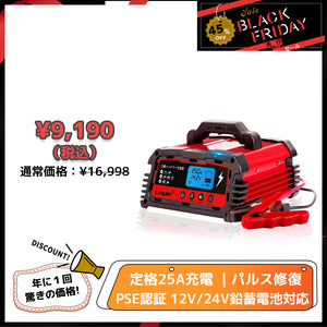 LVYUAN 定格25A パルスバッテリー充電器 12V・24V鉛バッテリー専用