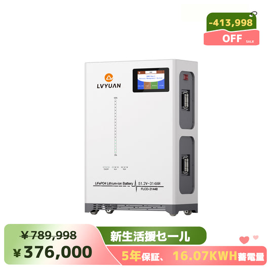 LVYUAN 51.2V/314Ah 16.07kWhリン酸鉄リチウムイオンバッテリー