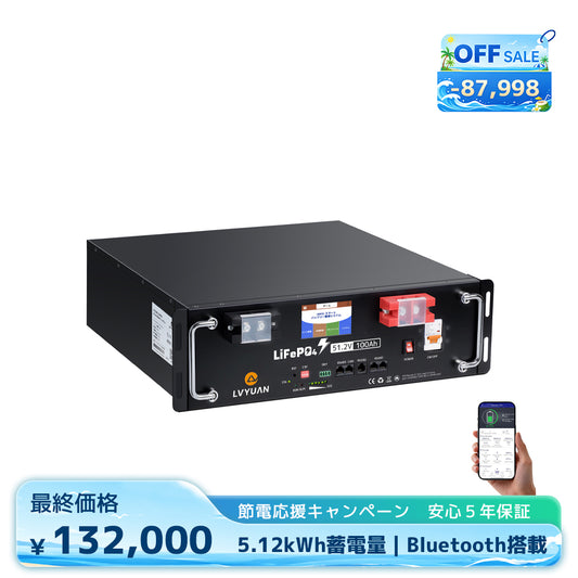 LVYUAN 51.2V/100Ah 5.12kWhリン酸鉄リチウムイオンバッテリー ラック型