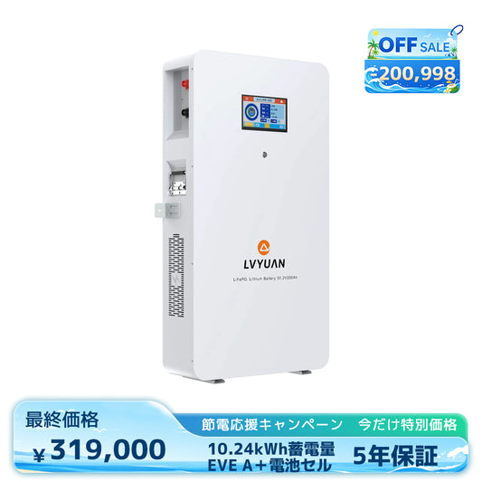 LVYUAN 51.2V/200Ah 10.24kWhリン酸鉄リチウムイオンバッテリー