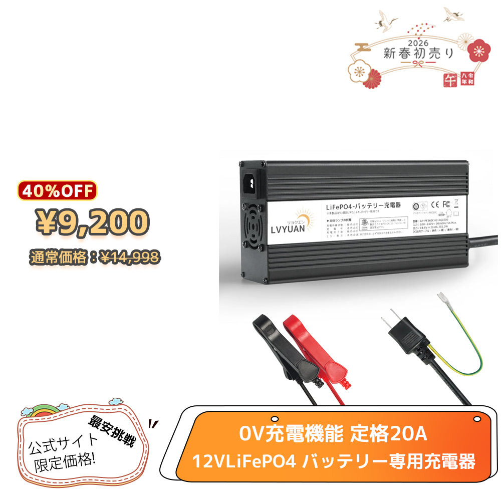 LVYUAN 14.6V 20A リン酸鉄リチウムイオンバッテリー専用充電器