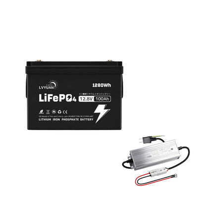 LVYUAN 12.8V/100Ah 1.28kWhリン酸鉄リチウムイオンバッテリー (mini)