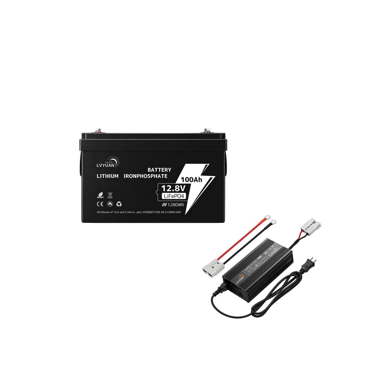 LVYUAN 12.8V/100Ah 1.28kWhリン酸鉄リチウムイオンバッテリー